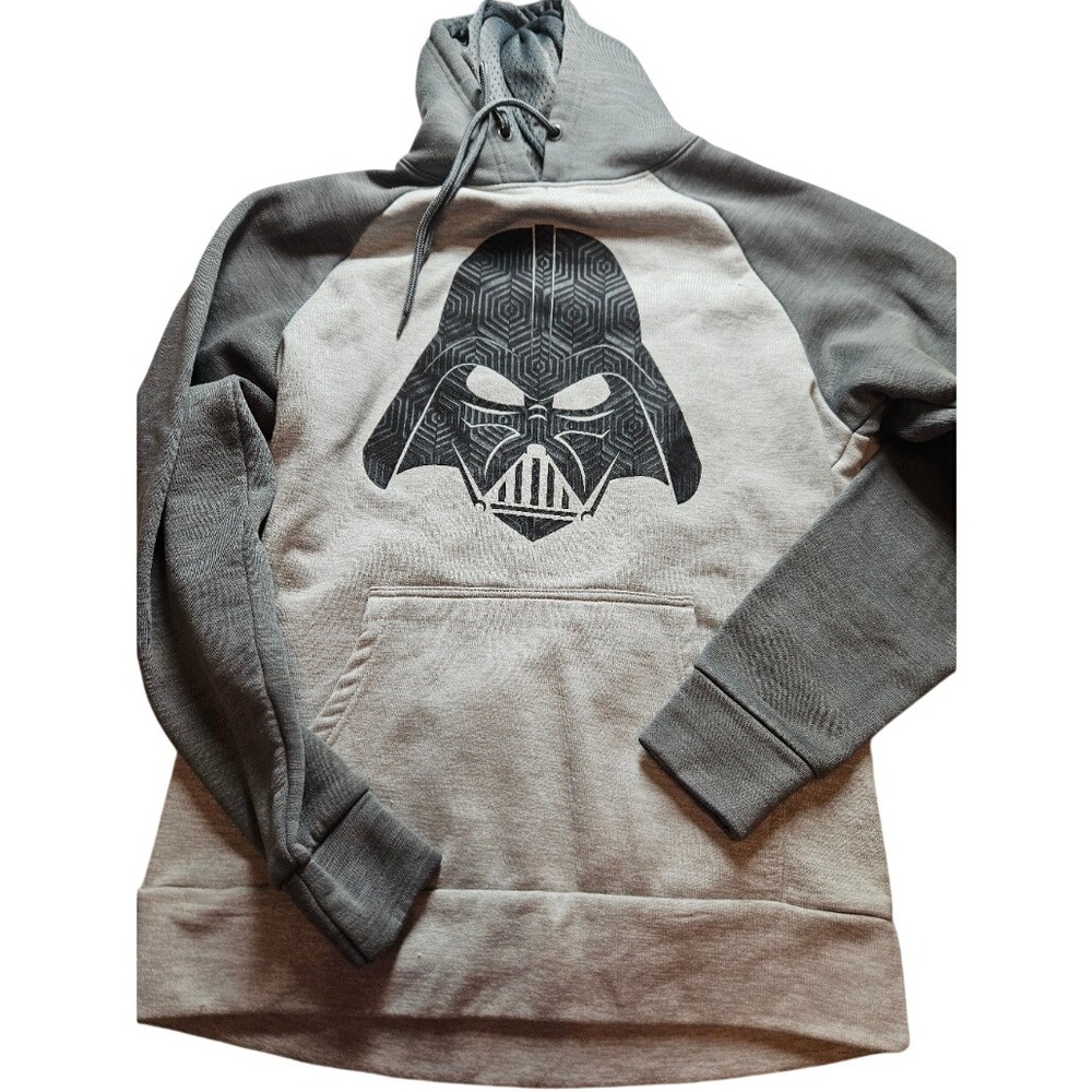 Star Wars Darth Vader Graphic Hoodie Mens Medium Grey Raglan Sleeve Pullover